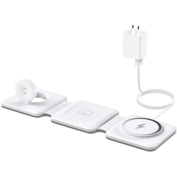 3 in 1 Foldable Wireless Charging Station for iPhone Watch AirPods Travel - Picture 1 of 7